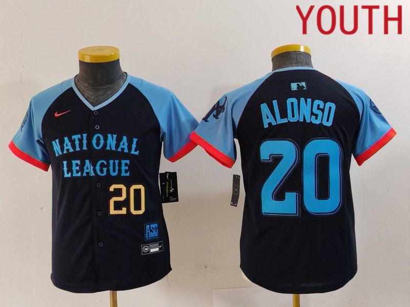 Youth New York Mets #20 Alonso Blue All star 2024 Nike MLB Jersey style 2->youth mlb jersey->Youth Jersey